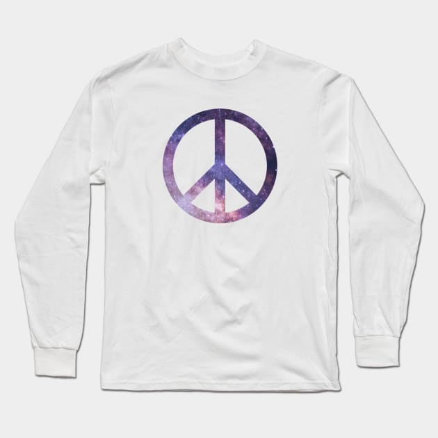 Galaxy Peace Sign Symbol Hippie Art Long Sleeve T-Shirt by FlashMac